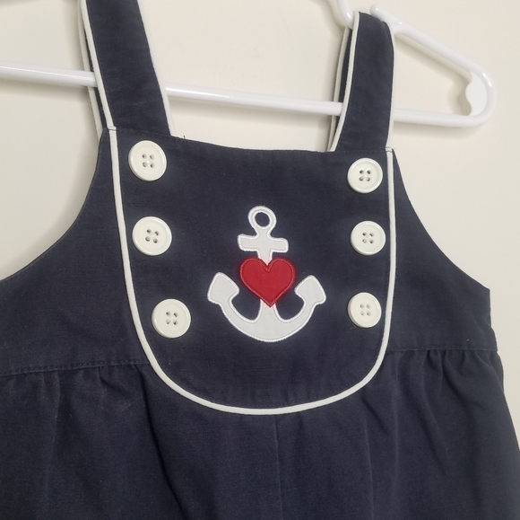 Gymboree Anchor Sailing Heart Navy Overall 12-18m - Picture 3 of 4